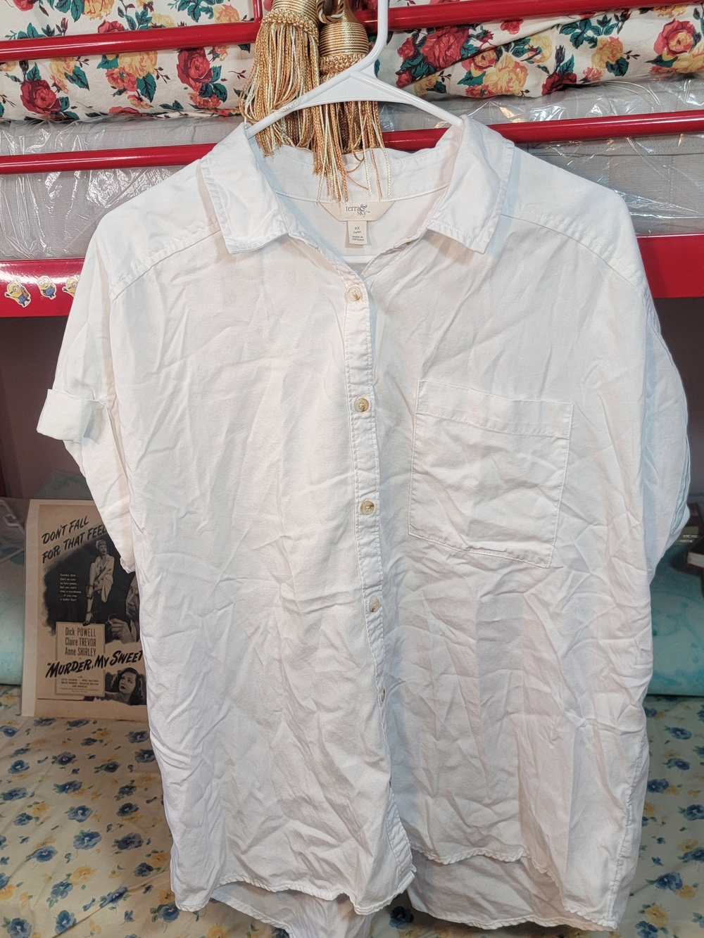 Terra & Sky White Button-Front Women’s Blouse Size 14W